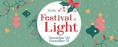 Chickasha Festival of Light 2026 artwork with ornaments and string lights, running November 20 through December 31