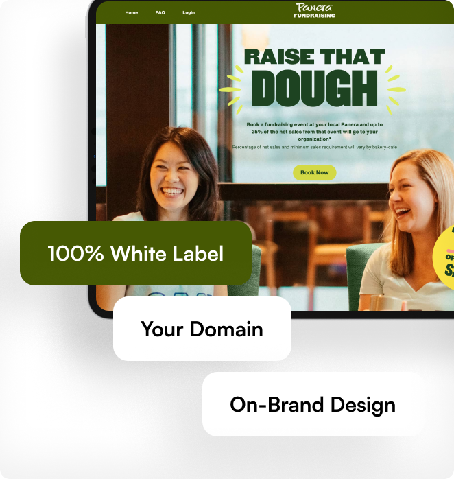 On-brand request page with 100% White Label, Your Domain, and On-Brand Design callouts