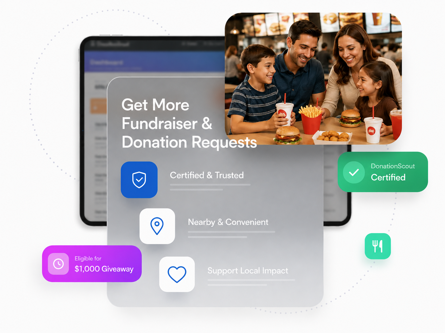 DonationScout restaurant fundraiser demand engine dashboard and marketplace discovery